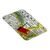 Map Button in Neu Delhi, Indien auf Karte Magnet (Rechte Seite)