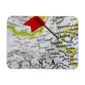 Map Button in Peking, China auf Karte, Magnet (Horizontal)