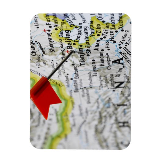 Map Button in Peking, China auf Karte, Magnet (Vertikal)
