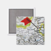 Map Button in Peking, China auf Karte, Magnet (Vorderseite/Rückseite)