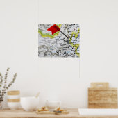 Map Button in Peking, China auf Karte, Poster (Küche)