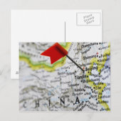 Map Button in Peking, China auf Karte, Postkarte (Vorne/Hinten)