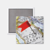 Map Button in Riad, Saudi-Arabien, auf Karte Magnet (Vorderseite/Rückseite)