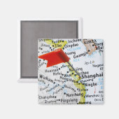 Map Button in Shanghai, China auf Karte, Magnet (Vorderseite/Rückseite)