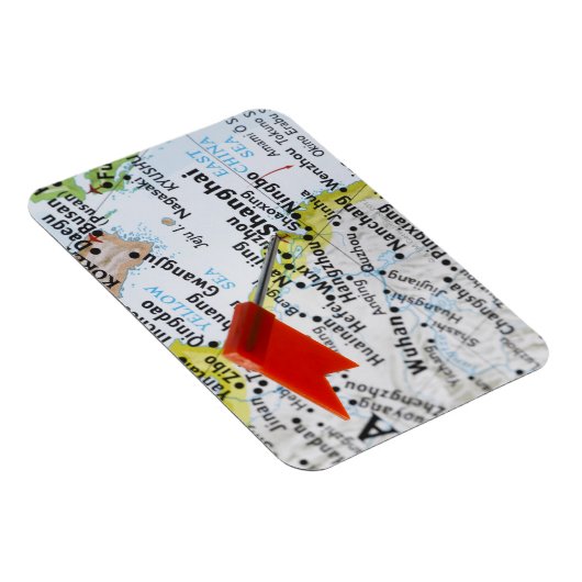 Map Button in Shanghai, China auf Karte, Magnet (Rechte Seite)