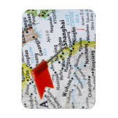 Map Button in Shanghai, China auf Karte, Magnet (Vertikal)