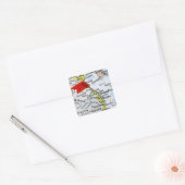 Map Button in Shanghai, China auf Karte, Quadratischer Aufkleber (Umschlag)