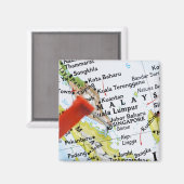 Map-Button in Singapur auf Karte, nah-up Magnet (Vorderseite/Rückseite)