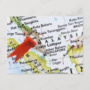 Map-Button in Singapur auf Karte, nah-up Postkarte