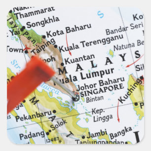 Map-Button in Singapur auf Karte, nah-up Quadratischer Aufkleber