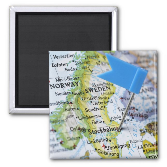 Map-Button in Stockholm, Schweden auf Karte Magnet (Vorne)
