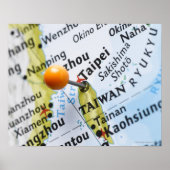 Map Button in Taipei, Taiwan auf Karte, Poster (Vorne)