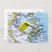 Map Button in Tokio, Japan auf Karte, nah-up Postkarte (Vorne/Hinten)