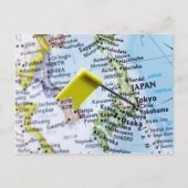Map Button in Tokio, Japan auf Karte, nah-up Postkarte (Vorderseite)