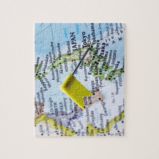 Map Button in Tokio, Japan auf Karte, nah-up Puzzle (Vertikal)
