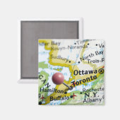 Map-Button in Toronto, Kanada auf Karte Magnet (Vorderseite/Rückseite)