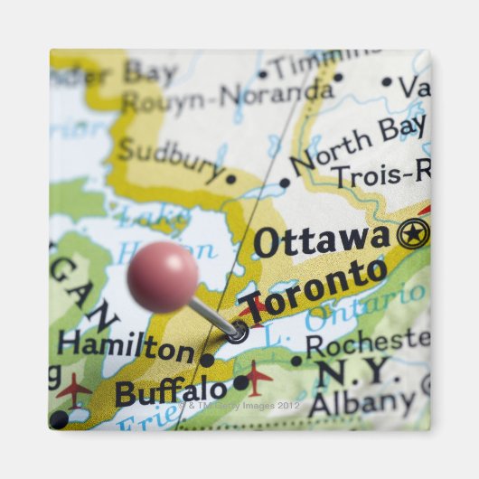Map-Button in Toronto, Kanada auf Karte Magnet (Vorne)