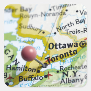 Map-Button in Toronto, Kanada auf Karte Quadratischer Aufkleber