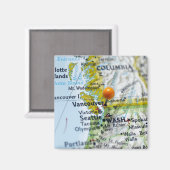 Map-Button in Vancouver, Kanada auf Karte Magnet (Vorderseite/Rückseite)