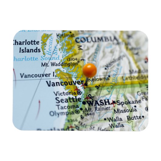Map-Button in Vancouver, Kanada auf Karte Magnet (Horizontal)