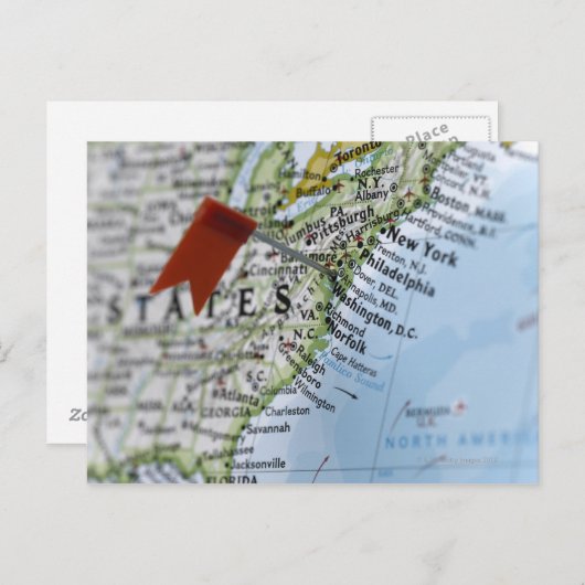 Map Button in Washington, D.C. auf Karte, Postkarte (Vorne/Hinten)