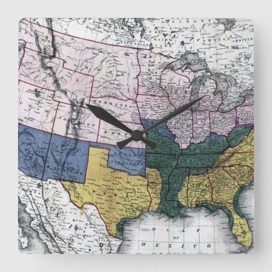 MAP: CIVIL WAR, 1864 QUADRATISCHE WANDUHR (Vorderseite)