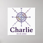 Map Compass Kinderzimmer Decor Personalisiert Leinwanddruck (Vorderseite)