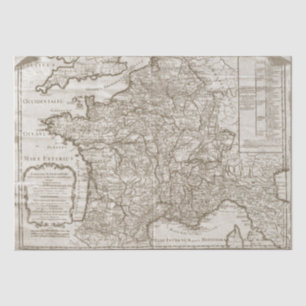 Map France Vintag Decoupage Tissue Paper Seidenpapier