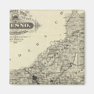Map Fresno Landkreis, Kalifornien Magnet