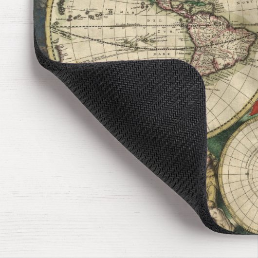 Map Gerardvan Schagens der Welt, 1689 Mousepad (Ecke)
