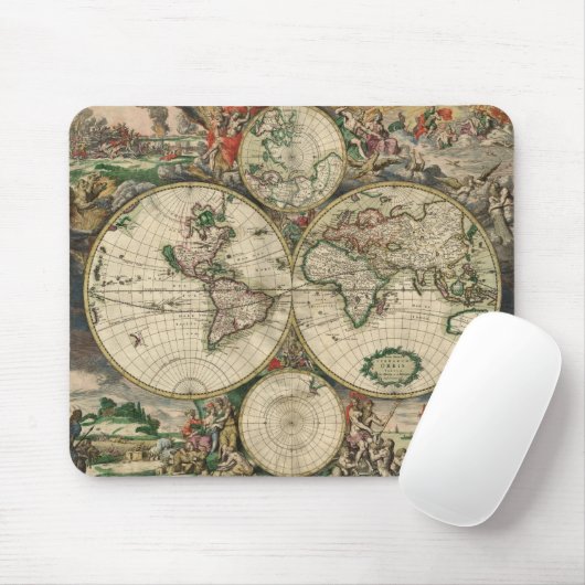 Map Gerardvan Schagens der Welt, 1689 Mousepad (Mit Mouse)