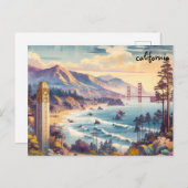 Map Kalifornien Masse Postkarten (Vorne/Hinten)