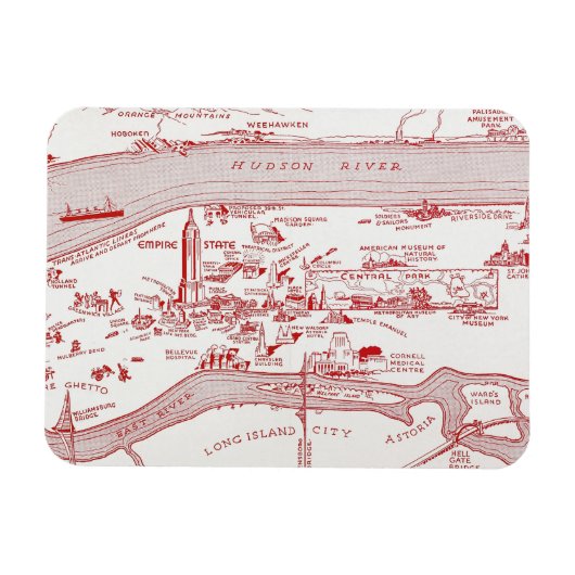 MAP: MANHATTAN, c1935 Magnet (Horizontal)