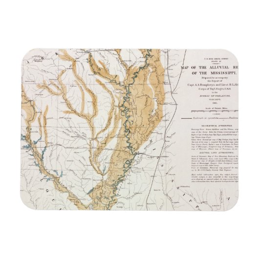MAP: MISSISSIPPI RIVER, 1861 MAGNET (Horizontal)
