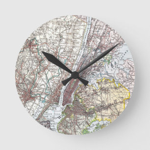 Map: New York Area, 1906 Runde Wanduhr