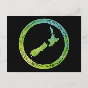 Map New Zealand Postkarte