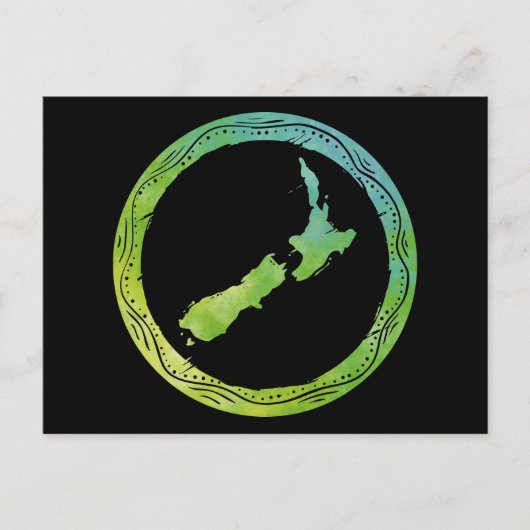 Map New Zealand Postkarte (Vorderseite)