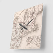 Map: Northeast USA Quadratische Wanduhr (Winkel)