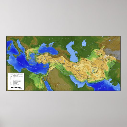 Map of Alexander the Great Empire 334-328 B.C. Poster (Vorne)