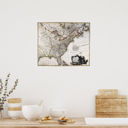MAP OF AMERICA, 1809 POSTER (Küche)