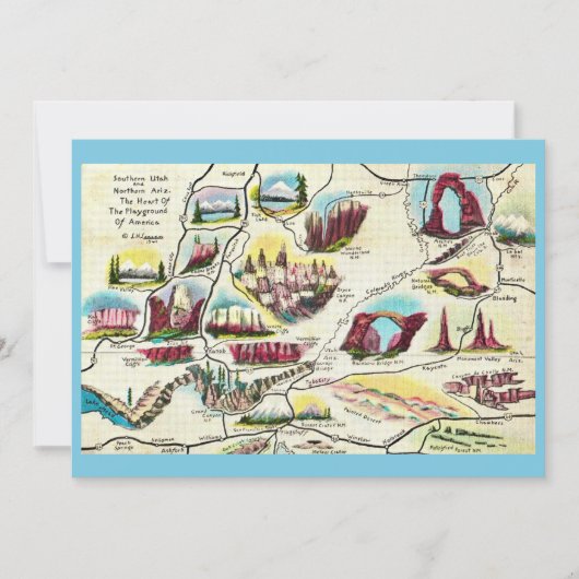 Map of Arizona Utah Landmarks Flat Card (Vorderseite)