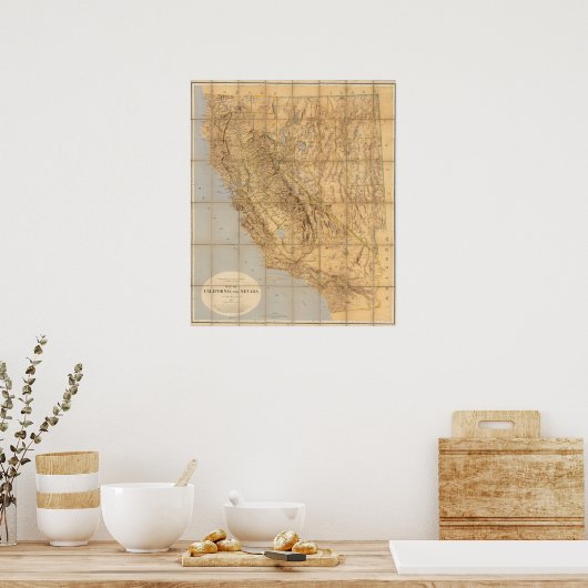Map Of California And Nevada Poster (Küche)