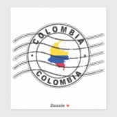 Map of Colombia, Postal Passport Stamp Aufkleber (Blatt)