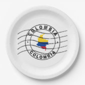 Map of Colombia, Postal Passport Stamp Pappteller (Vorderseite)