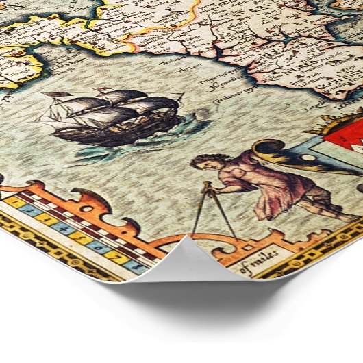 Map of Cornwall Poster (Ecke)