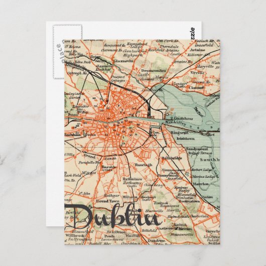 Map of Dublin Postkarte (Vorne/Hinten)