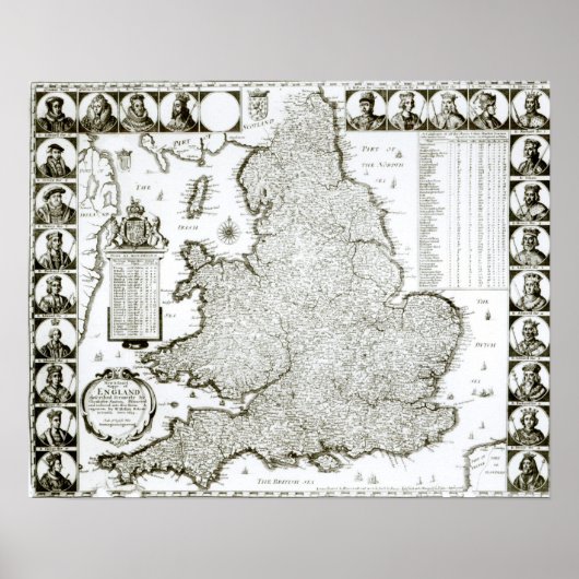 Map of England and Wales, 1644 Poster (Vorne)