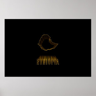 Map of Ethiopia, Gold Map Poster