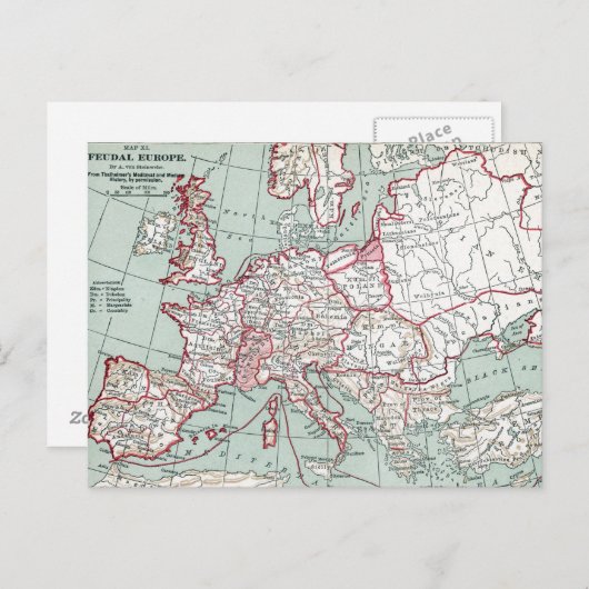 MAP OF EUROPE, 12th CENTURY Postkarte (Vorne/Hinten)