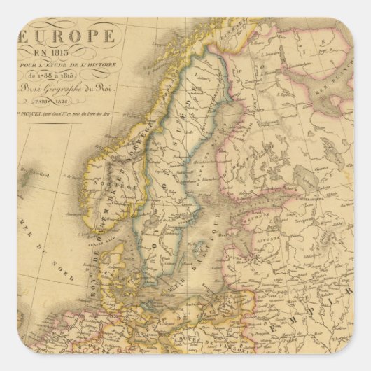 Map of Europe 2 Quadratischer Aufkleber (Vorderseite)